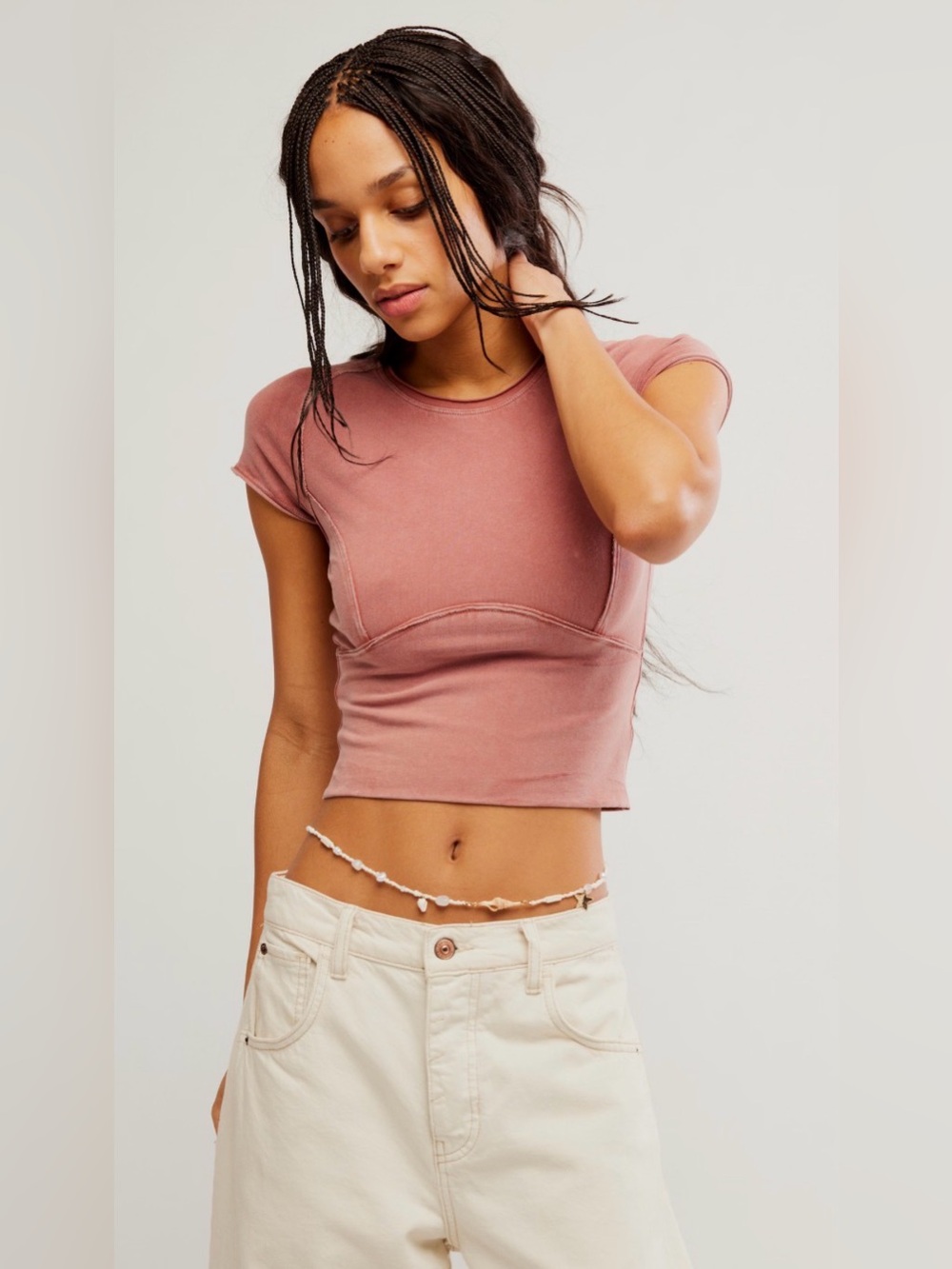 We the Free Protagonist Cropped Cap Sleeve NWOT cedarwood